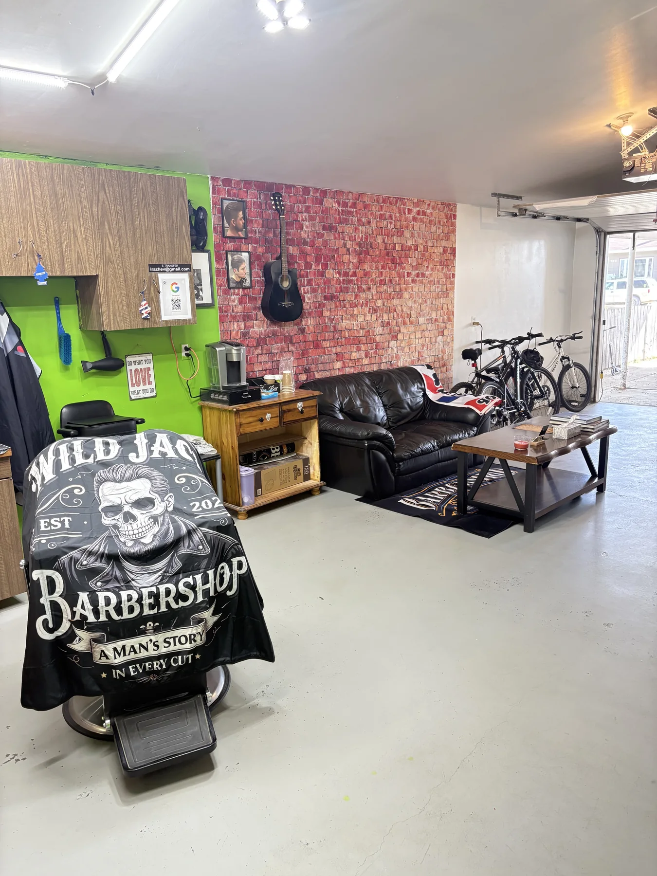 Wild Jack shop with open garage door